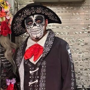 Morthcostumes Men's Day of the Dead Costume with Red Accents size L